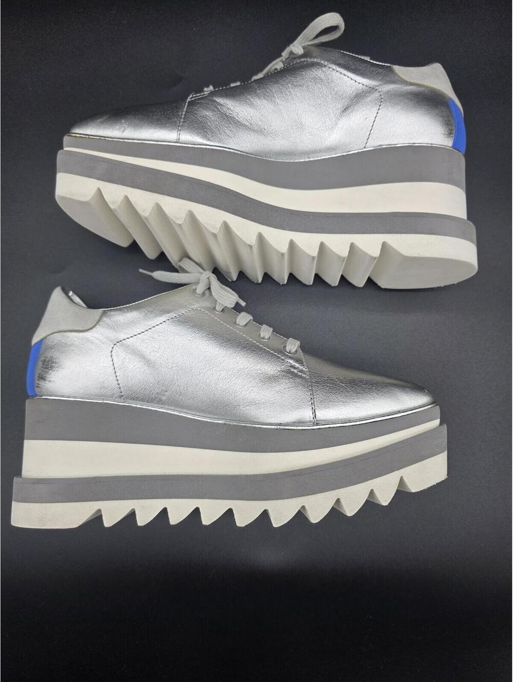 Stella McCartney Elyse Silver Platform Shoe EU38 US8, Like New, Made in Italy - Picture 8 of 14